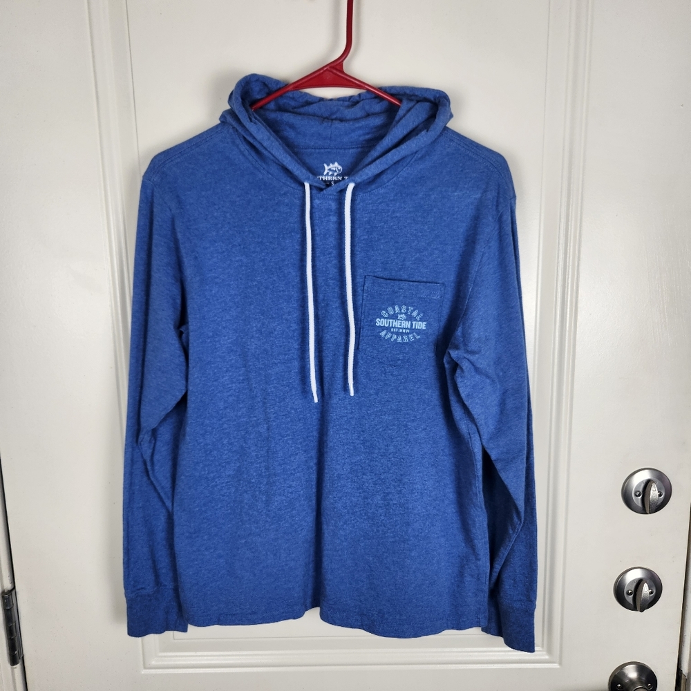Southern Tide Hoodie Mens Blue Graphic Skip Jack Sweater Top Size S
